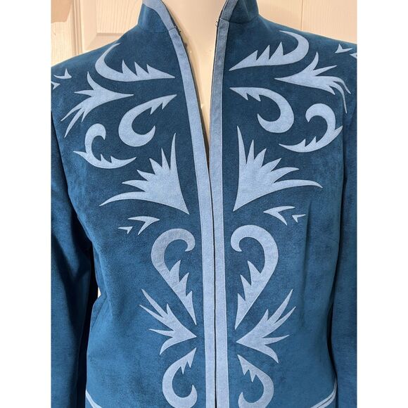 Cheng & Cheng Tailor Blue Suede Suit Dress Custom Design RARE! EUC! - Picture 2 of 11